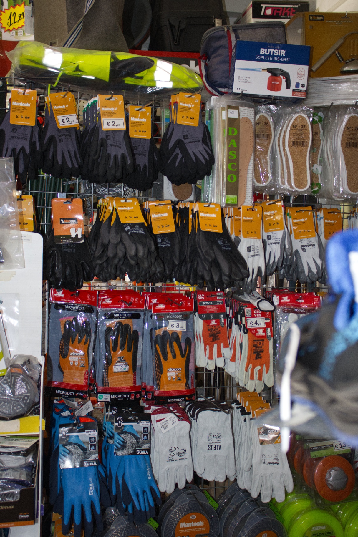 Luvas de trabalho e equipamento de proteção